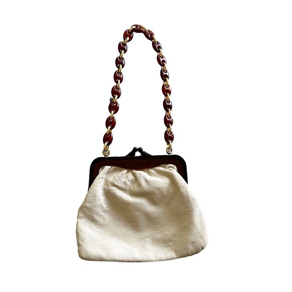 Vintage Walborg Made in Italy Petit Point Leather Bag With Lucine Chain Strap. - Picture 2 of 6